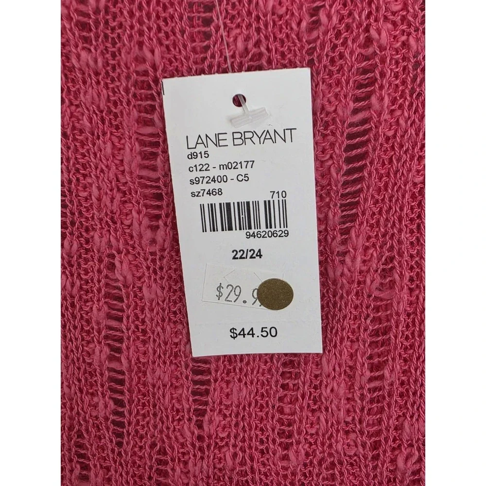 NEW Lane Bryant 22/24 Coral/Pink Tunic Vest Sweater  Cotton Blend Knit Plus Size